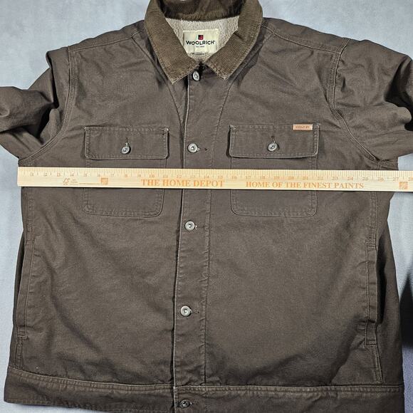 Woolrich Barn Jacket Mens XXL Sherpa Lined Canvas Corduroy Collar Brown Workwear - Picture 8 of 10